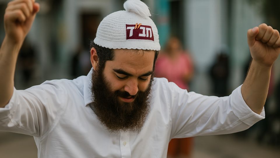 כיפה סרוגה גדולה עם רקמה ממותגת לאירועים, ישיבות, כנסים ועוד