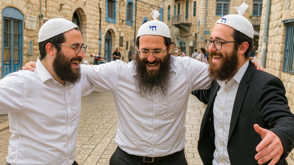 כיפה גדולה סרוגה ממותגת עם ריקמה