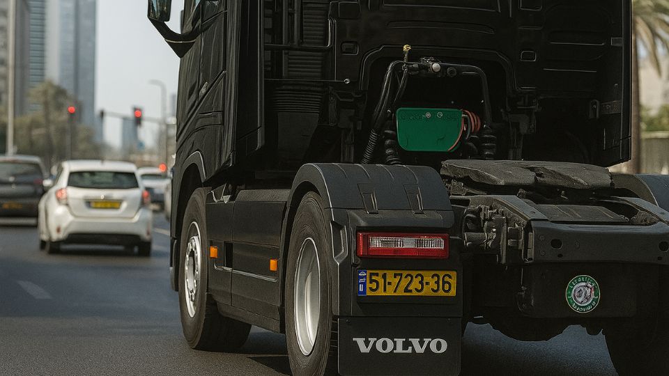 מגן בוץ למשאיות עם לוגו לפרסום וקד"מ